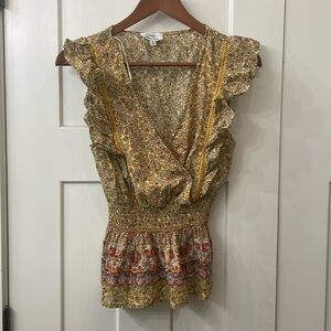Twine and String  Yellow Floral Top